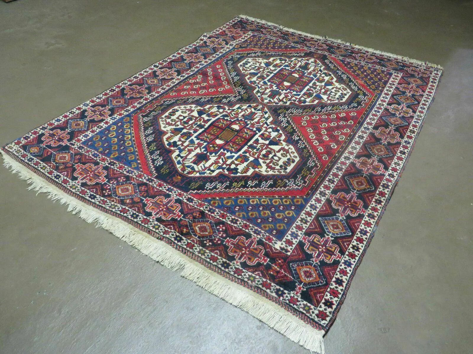 4' X 5.5' Vintage Handmade Turkish Tribal Wool Rug Medallion Nice by Jewel Rugs