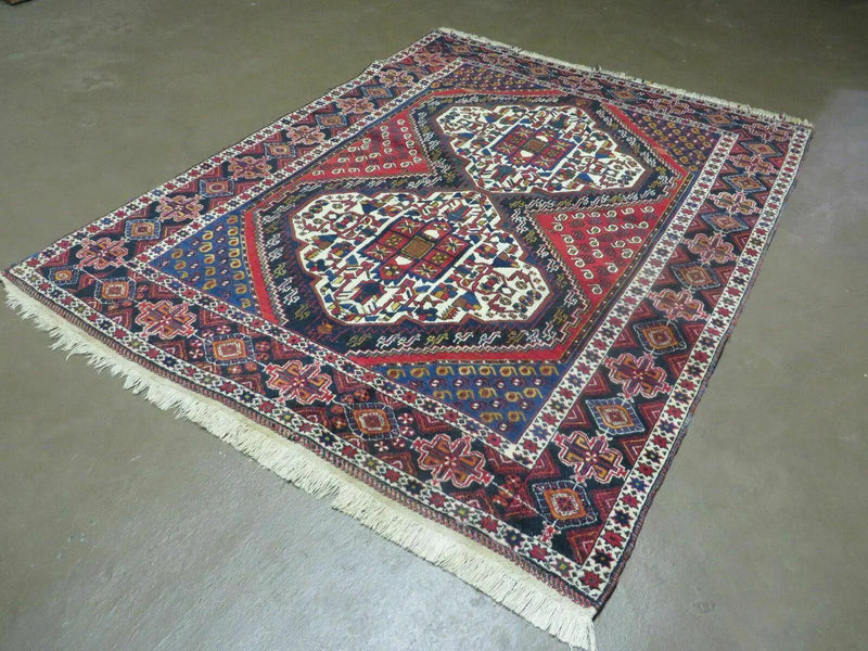 4' X 5.5' Vintage Handmade Turkish Tribal Wool Rug Medallion Nice by Jewel Rugs