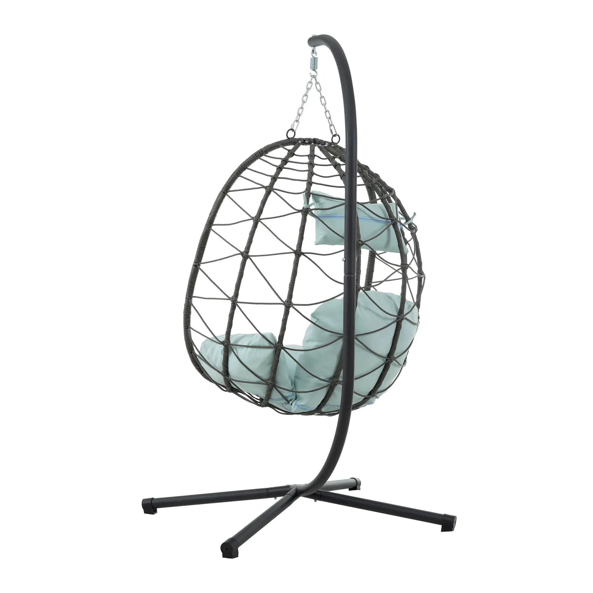 Egg Chair with Stand Indoor Outdoor Swing Chair Patio Wicker Hanging Egg Chair by HouseOfZazla