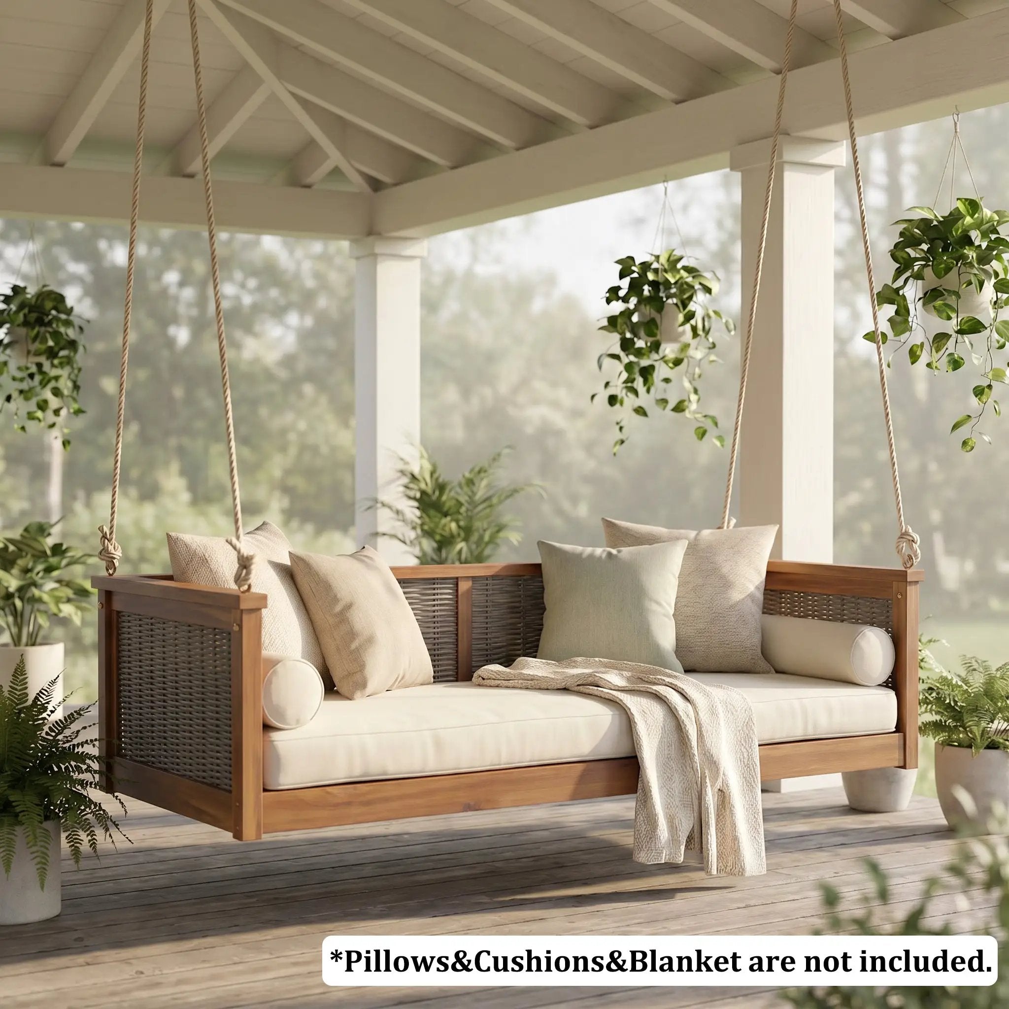 TOPMAX Outdoor Classic Solid Wood Twin Size Swing Bed by HouseOfZazla
