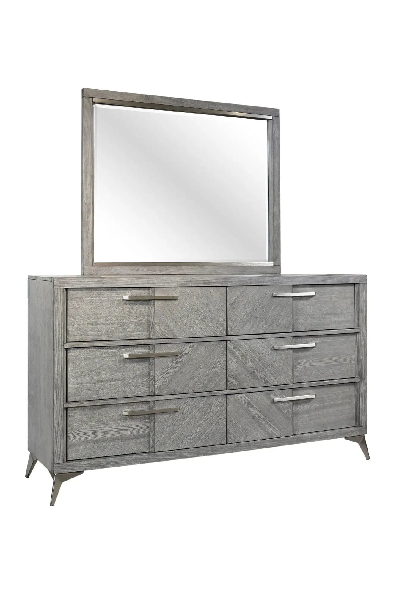 6 Drawer Dresser Book Matched Veneers - Gray by HouseOfZazla