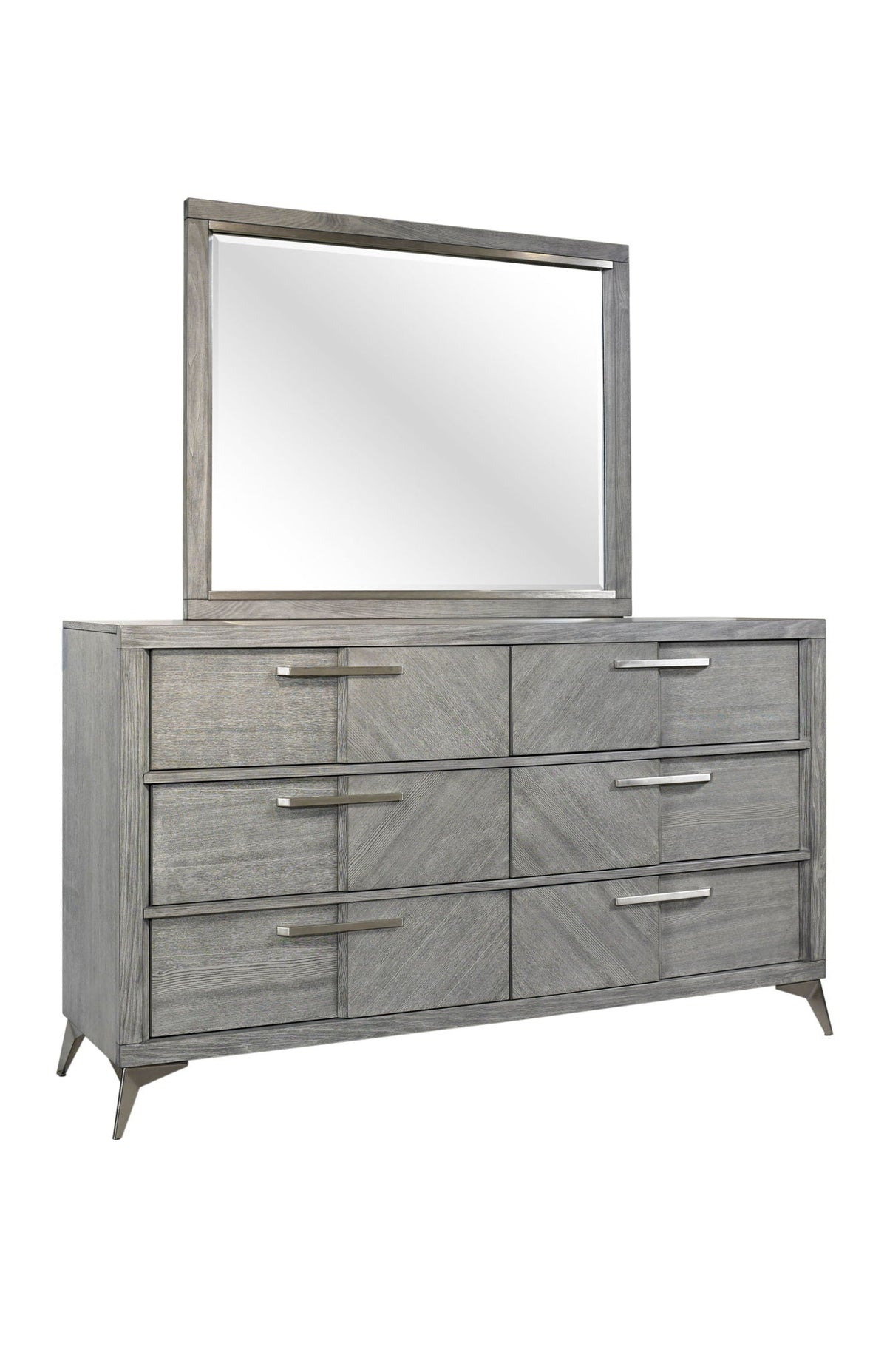 6 Drawer Dresser with Book Matched Veneers - Gray