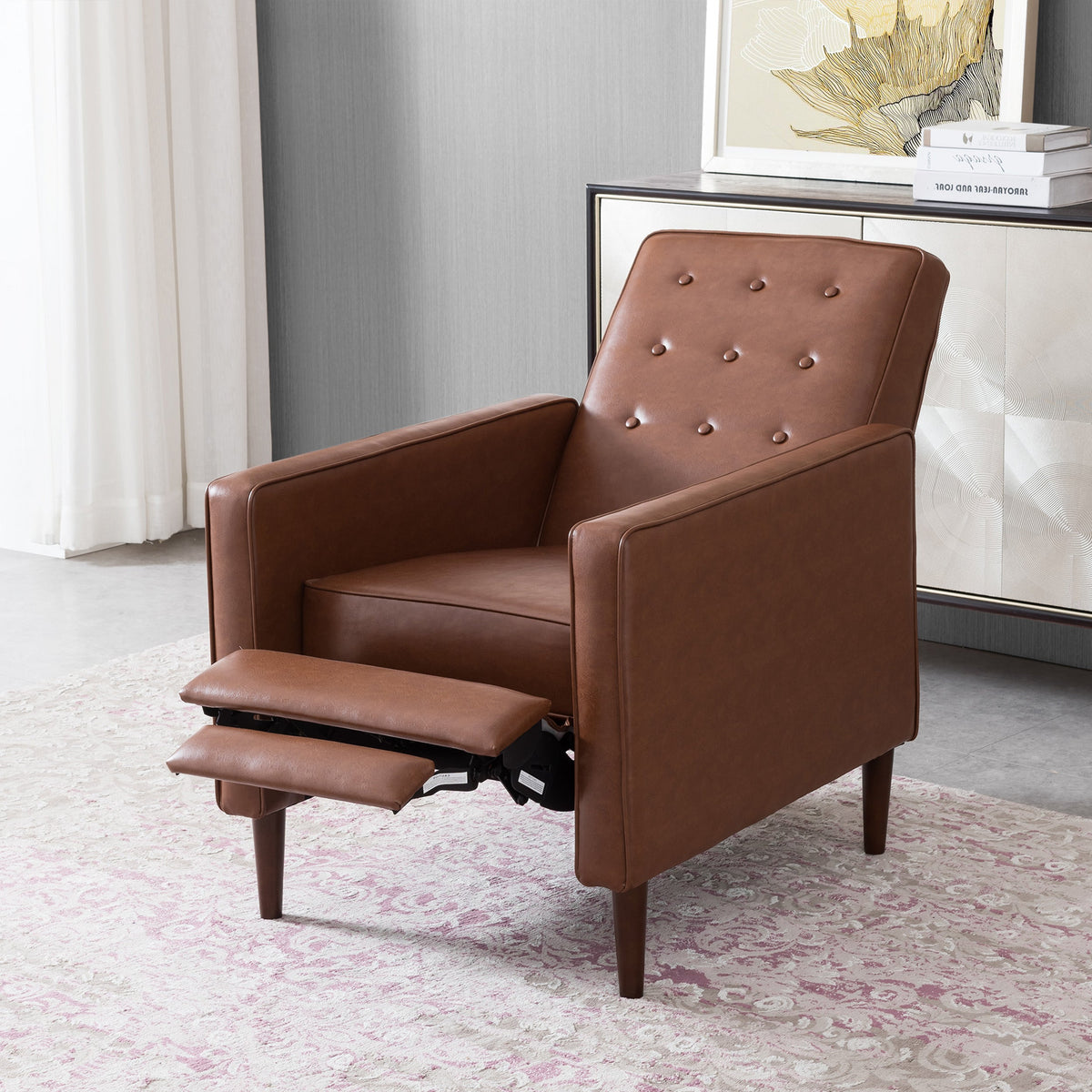 Mid-Century Modern Fabric Recliner Chair with Thick Cushions - Multiple Colors, photo 11 of 13