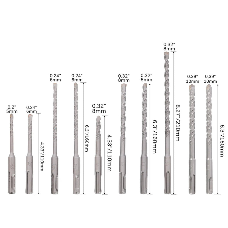20pcs Impact Hammer Drill Bit Set, SDS Plus, Carbide Tipped with Storage Case by HouseOfZazla