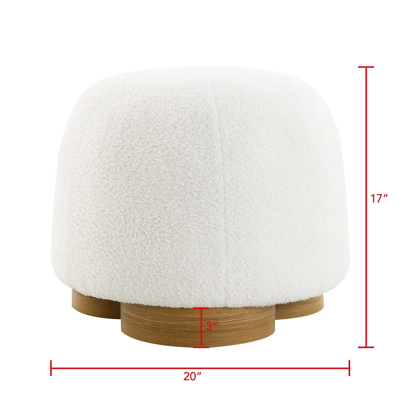 Round Soft Teddy Fabric Upholstered Ottoman With Metal Accents by HouseOfZazla