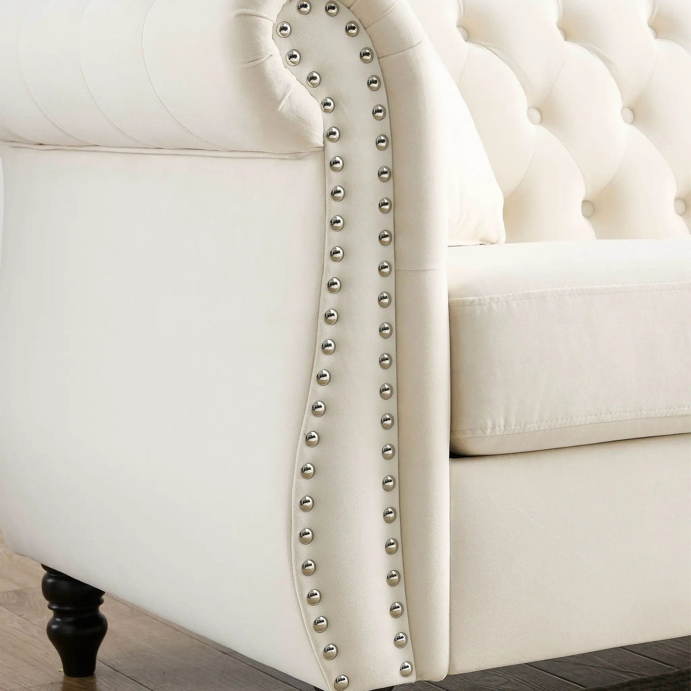 Chesterfield Sofa With Rolled Arms And Nailhead Trim by HouseOfZazla