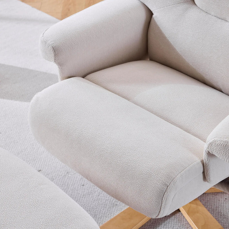 Upholstered Heated Massage 360° Swivel Accent Chair With Ottoman by HouseOfZazla