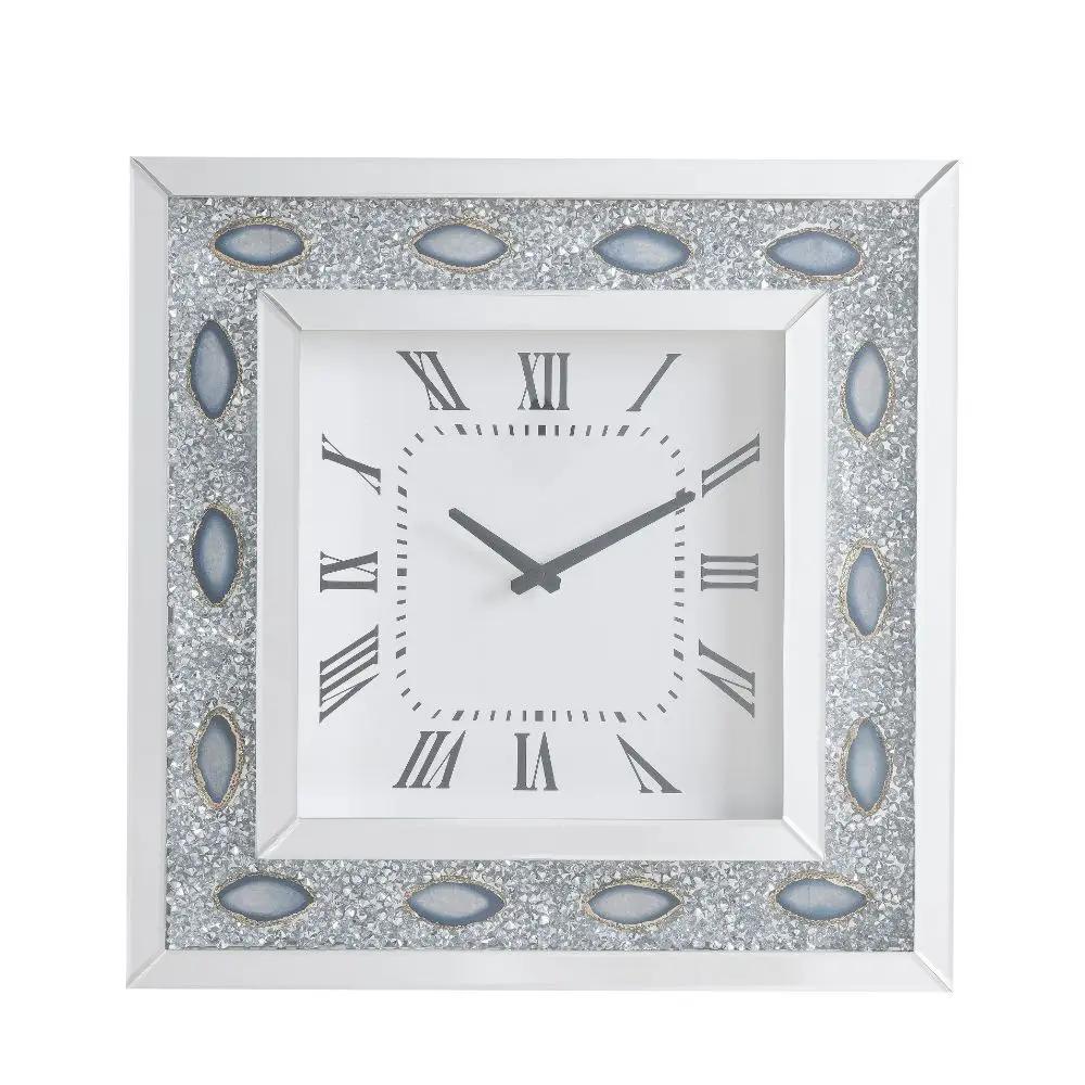 Sonia - Wall Clock - Mirrored & Faux Agate by Unique Piece Furniture