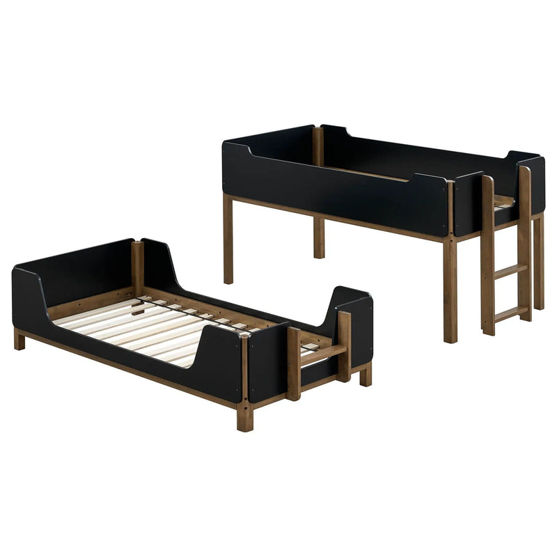 Morris Twin Over Twin Wood Bunk Bed Black and Walnut by Unique Piece Furniture
