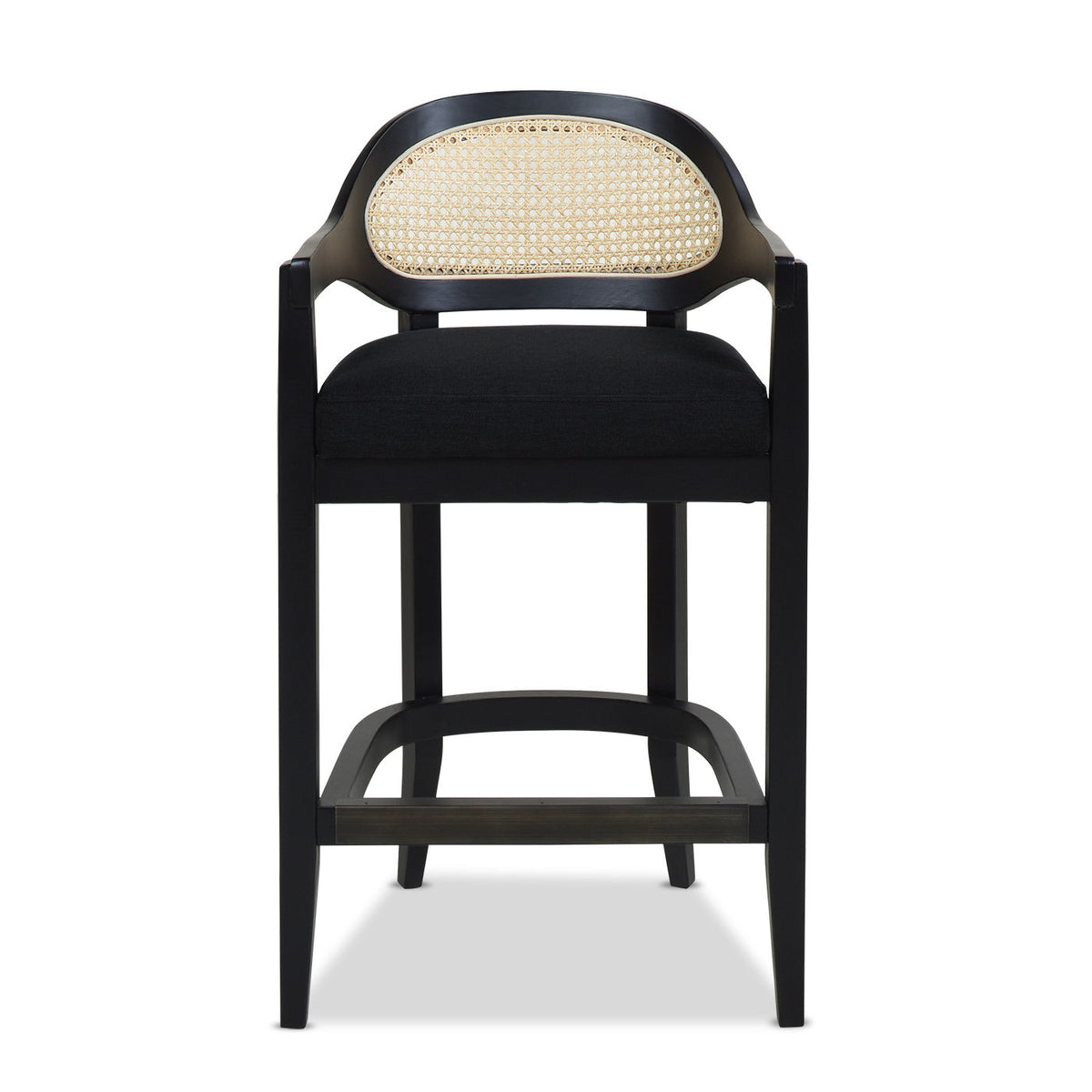 Mid-Century Modern Cane Back Counter Stool with Barrel Back - Beige, Black, or Light Brown, photo 28 of 40
