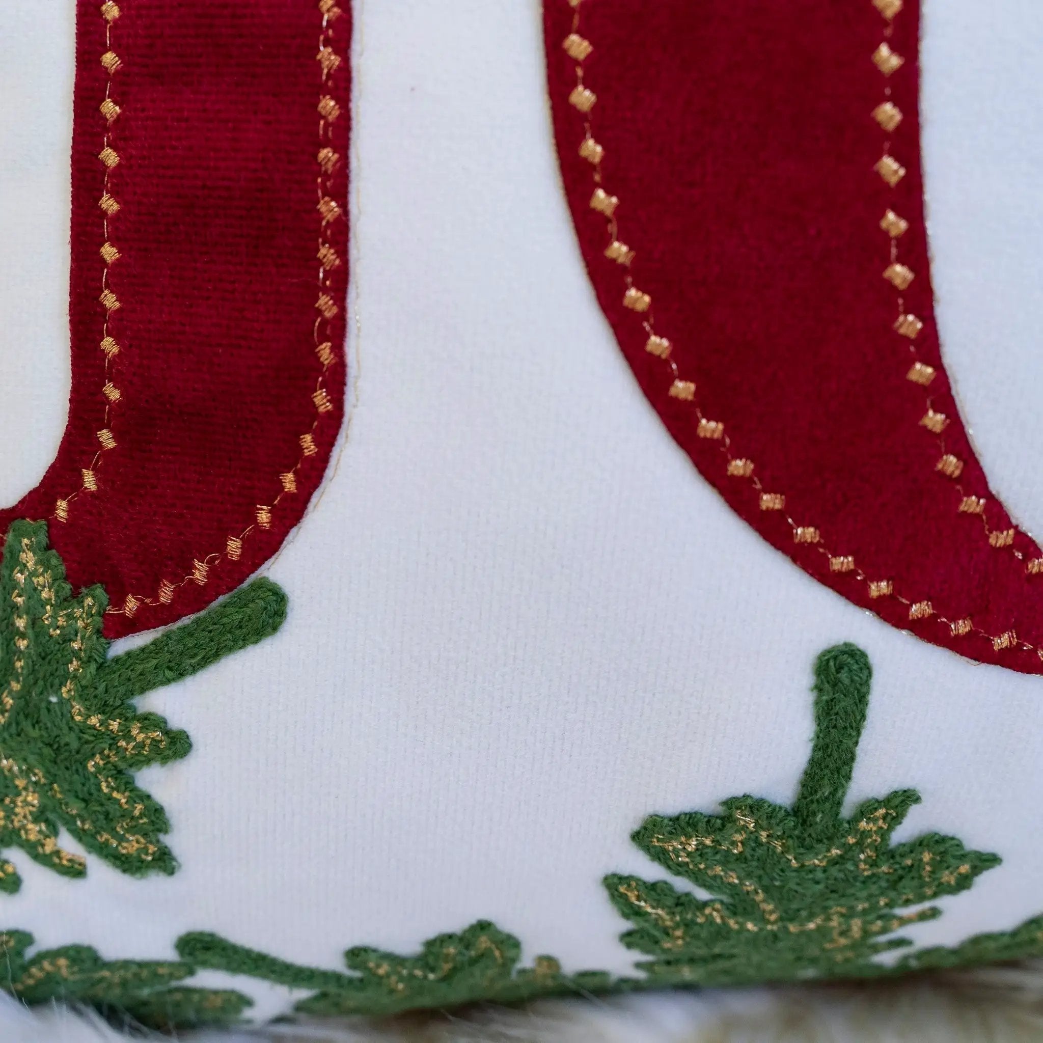 JOY Embroidered Christmas Throw Pillow – 14x20 Velvet Lumbar Cushion by HouseOfZazla
