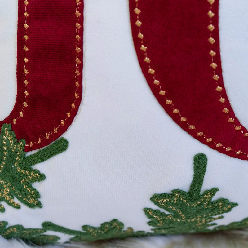 JOY Embroidered Christmas Throw Pillow – 14x20 Velvet Lumbar Cushion by HouseOfZazla