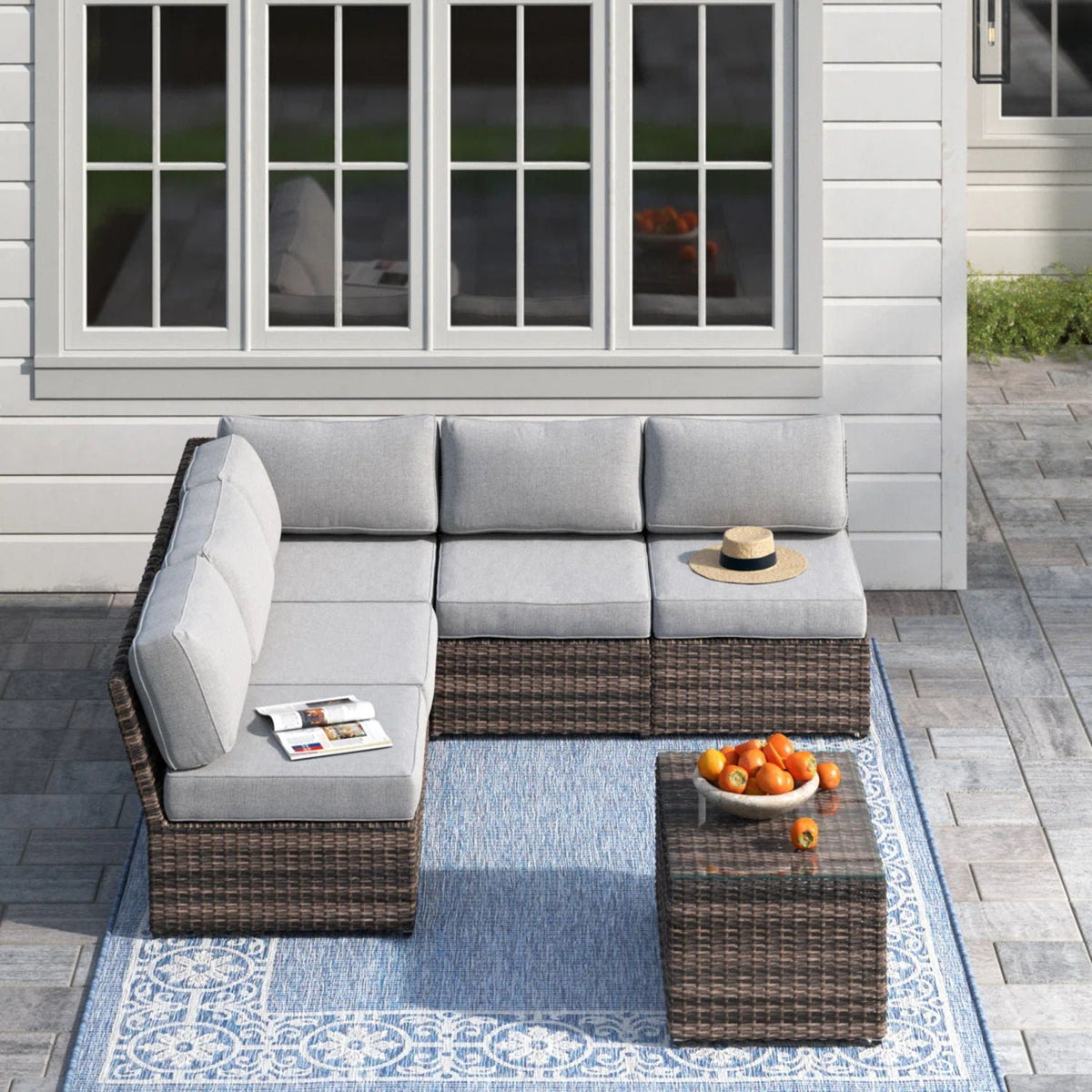 Comfortable Modern Patio Rattan Sectional Set With Cushions, photo 31 of 40