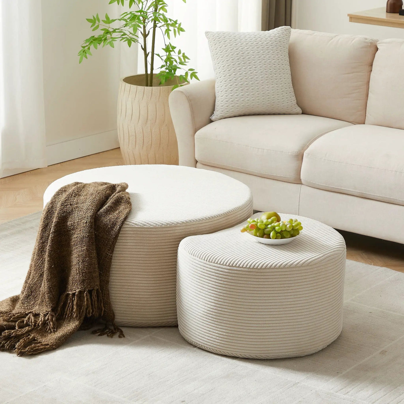 Modern Upholstered Round Coffee Table For Living Room (Set of 2) by HouseOfZazla