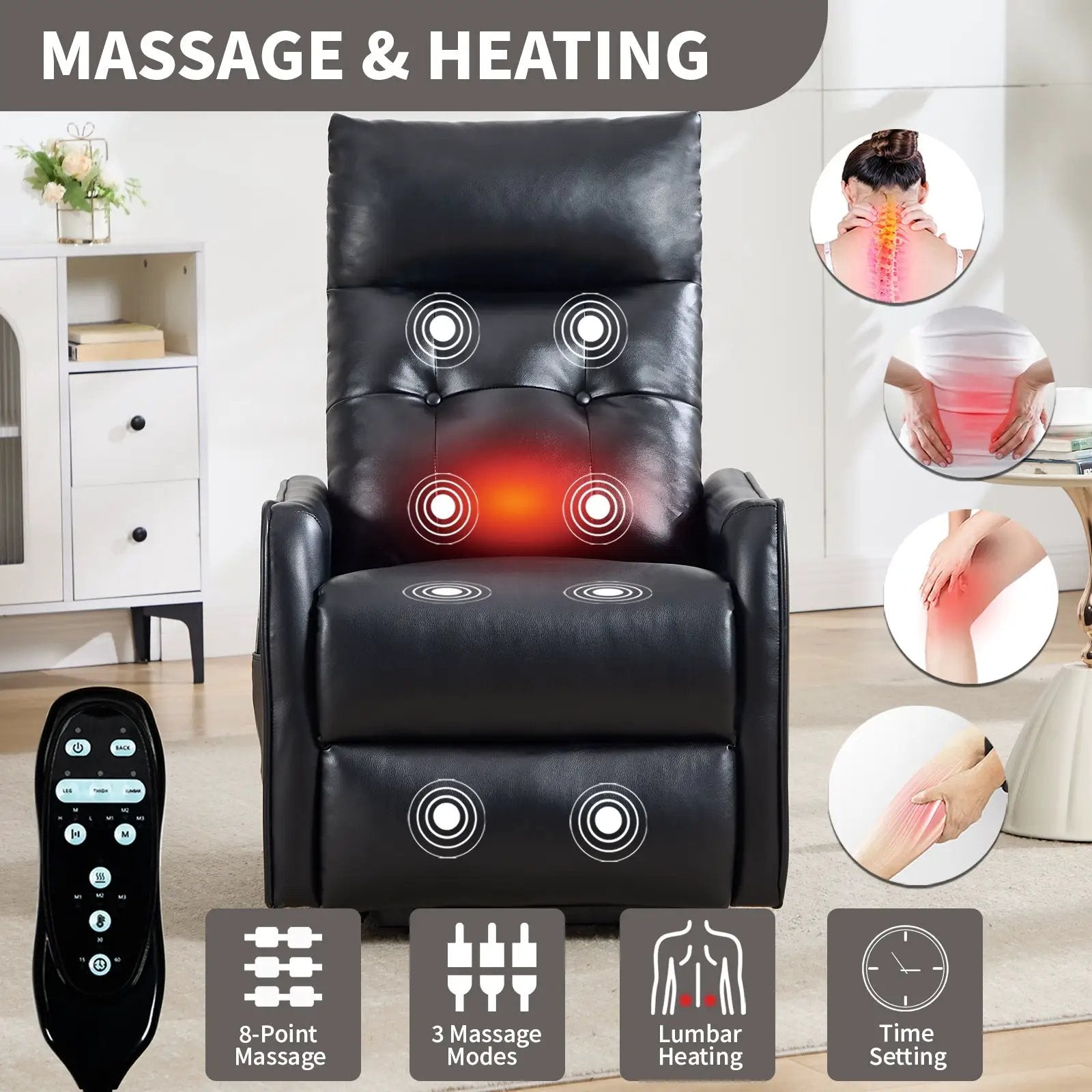 Black PU Single Motor Power Lift Recliner Chair by HouseOfZazla