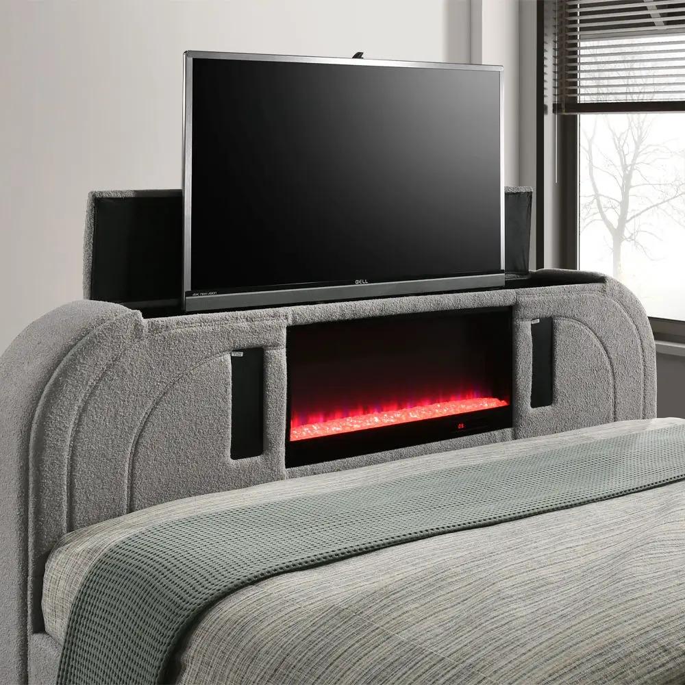 Shelyn - Bedroom Bed With LED, TV Stand, Fireplace & Bluetooth by Unique Piece Furniture