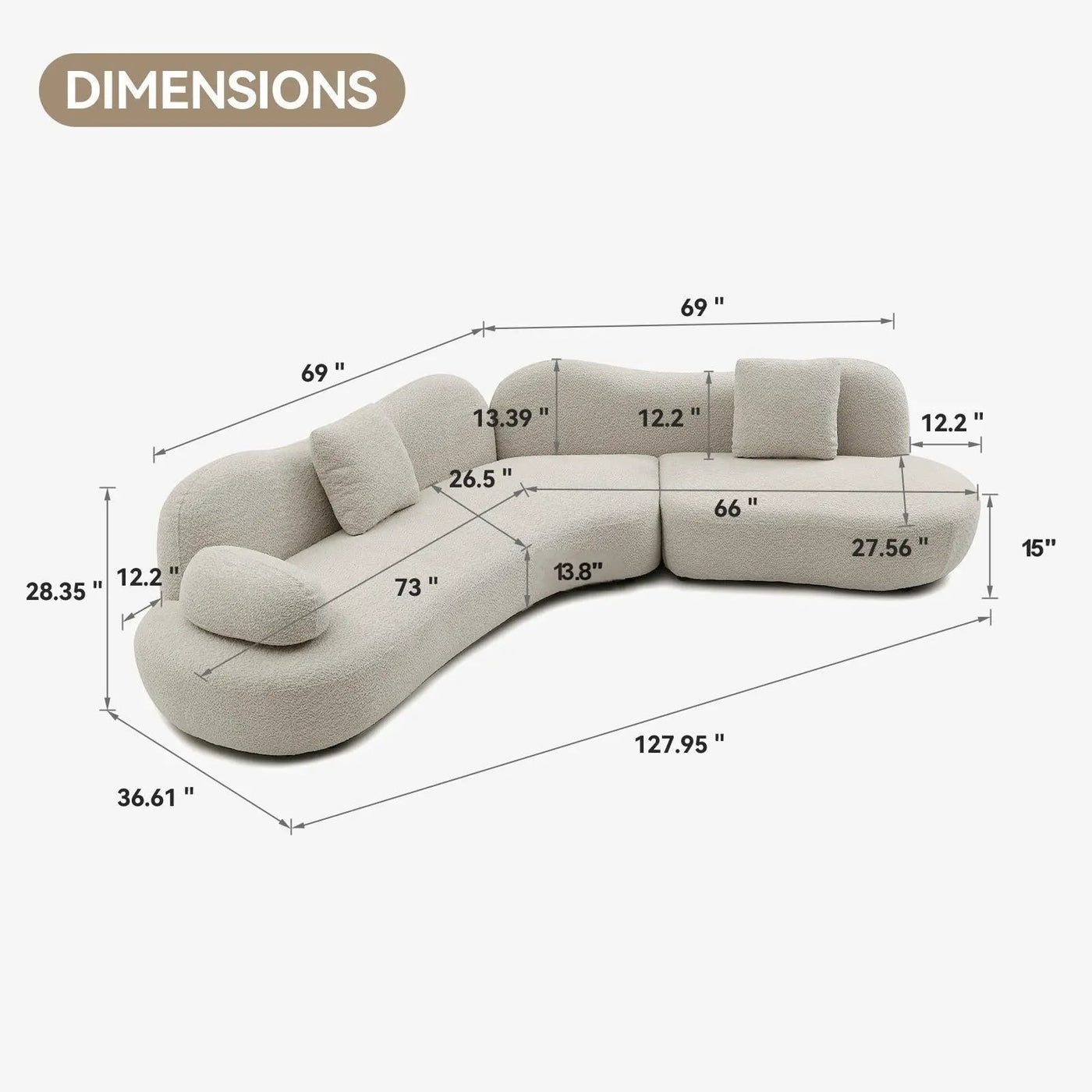 Modern Curved Modular 5 Seater Sofa by HouseOfZazla