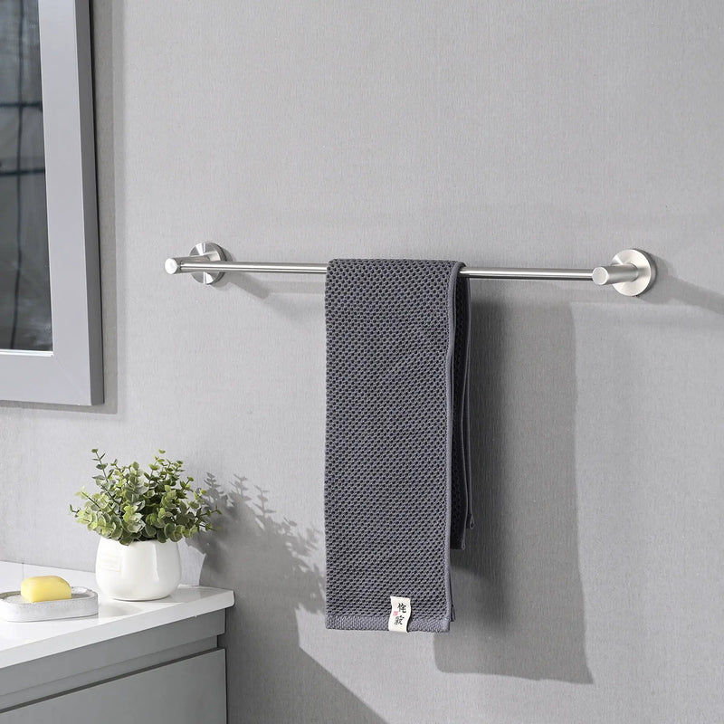 Bathroom Set 4 Pack With Towel Bar Racks, Toilet Paper Holder, Ring, Hook, Stainless Steel - Brushed Nickel by HouseOfZazla