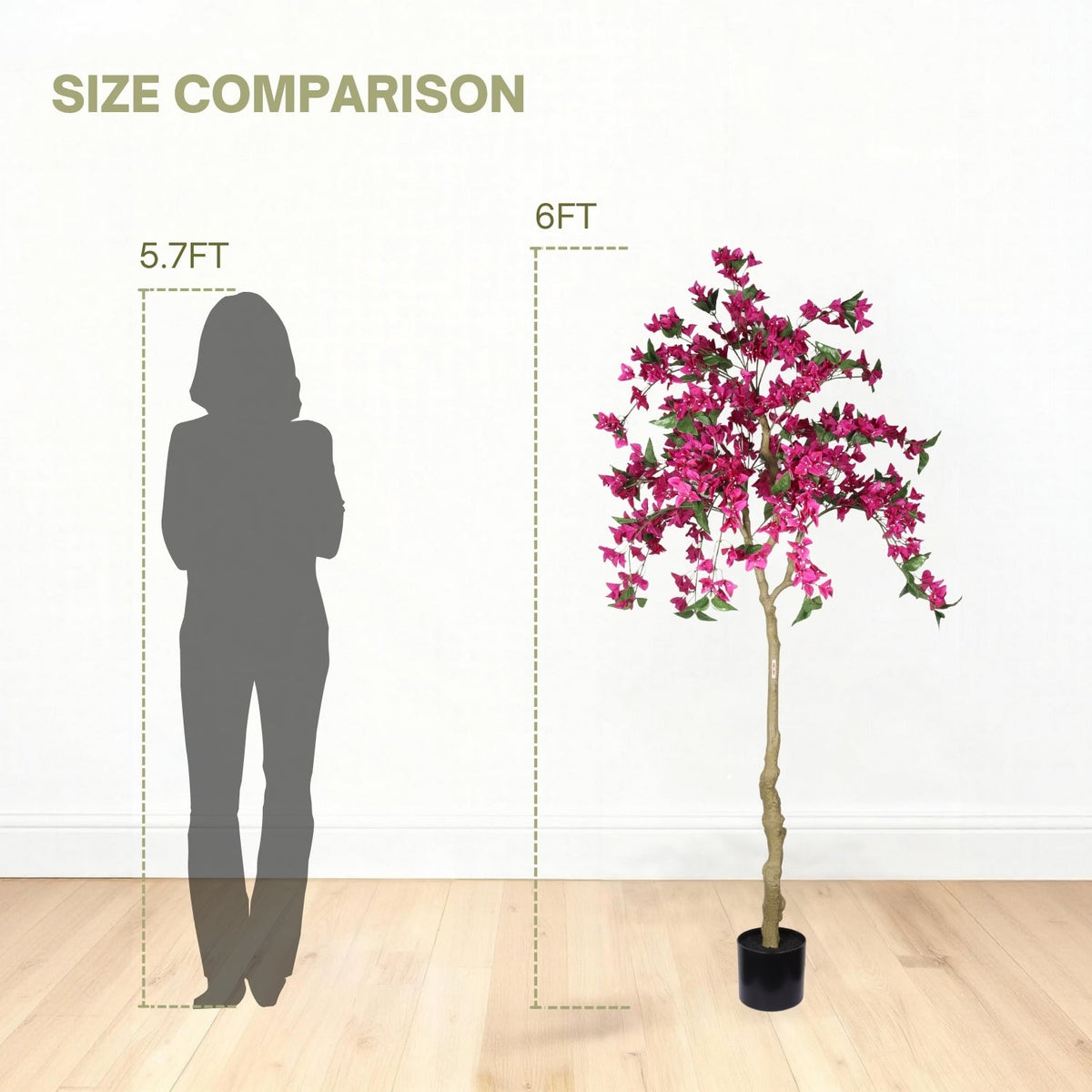 6FT Artificial Bougainvillea Tree with, photo 6 of 8