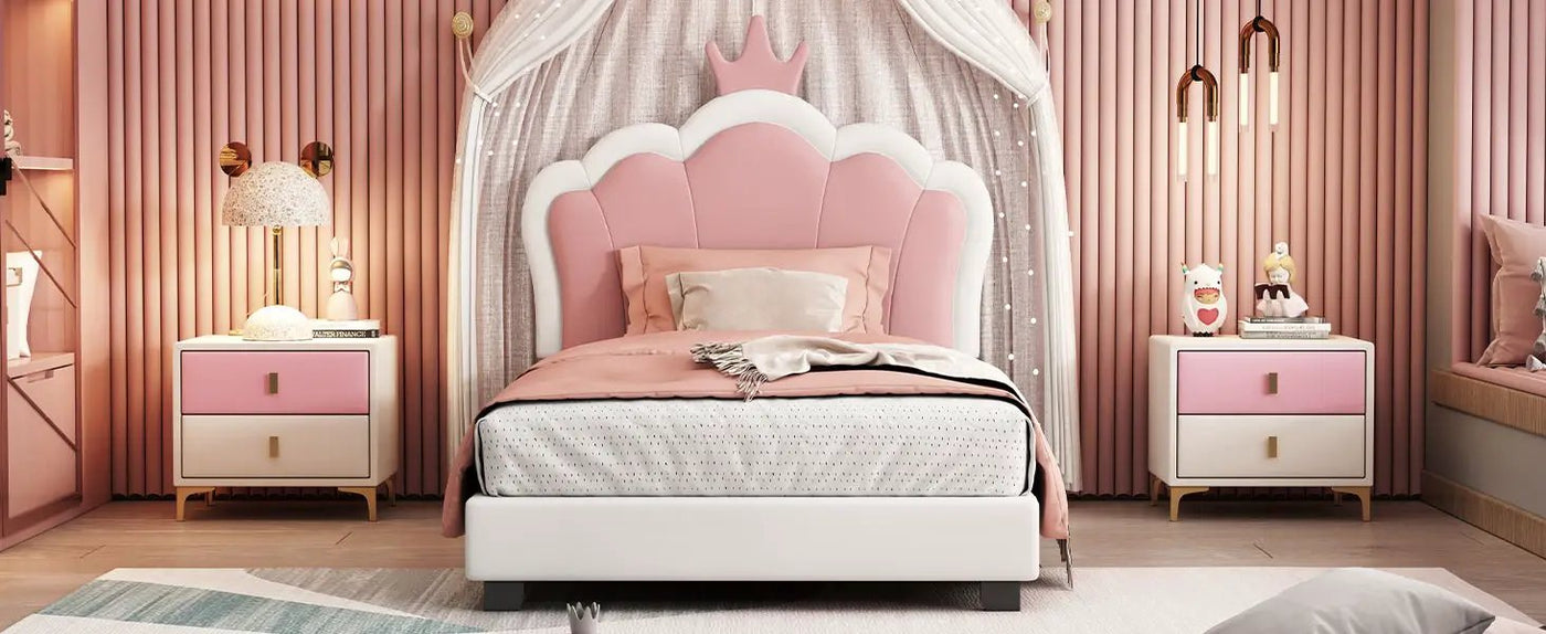 Upholstered Princess Platform Bed With Crown Headboard by HouseOfZazla