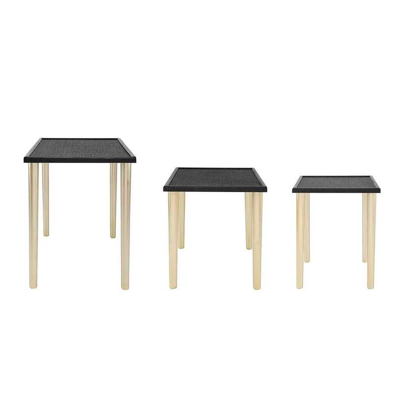 Side Tables (Set of 3) - Black / Gold by HouseOfZazla