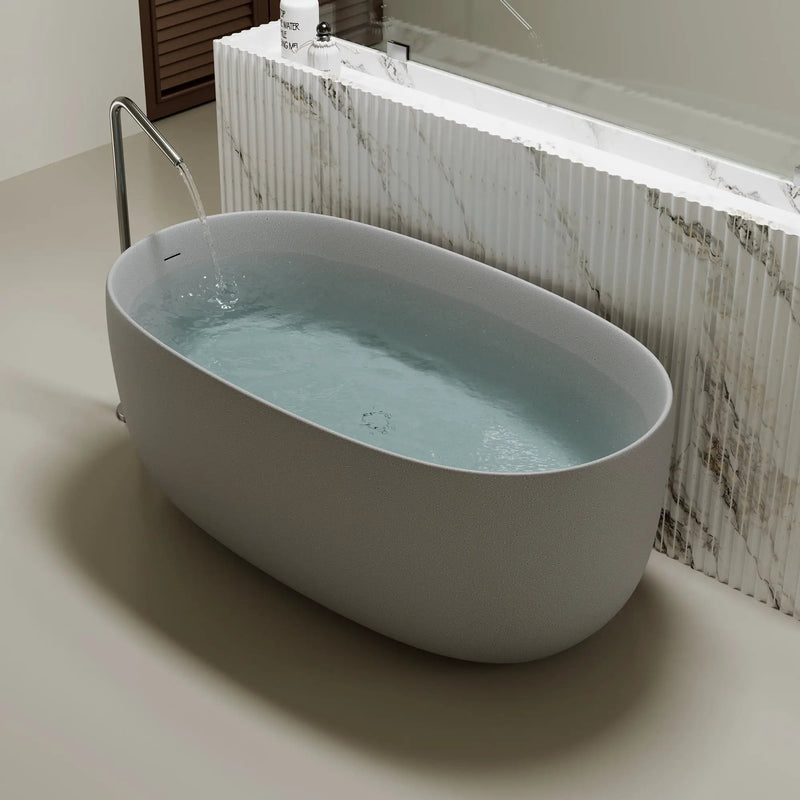 51'' Freestanding Bathtub Resin Stone Soaking Bathtub by HouseOfZazla