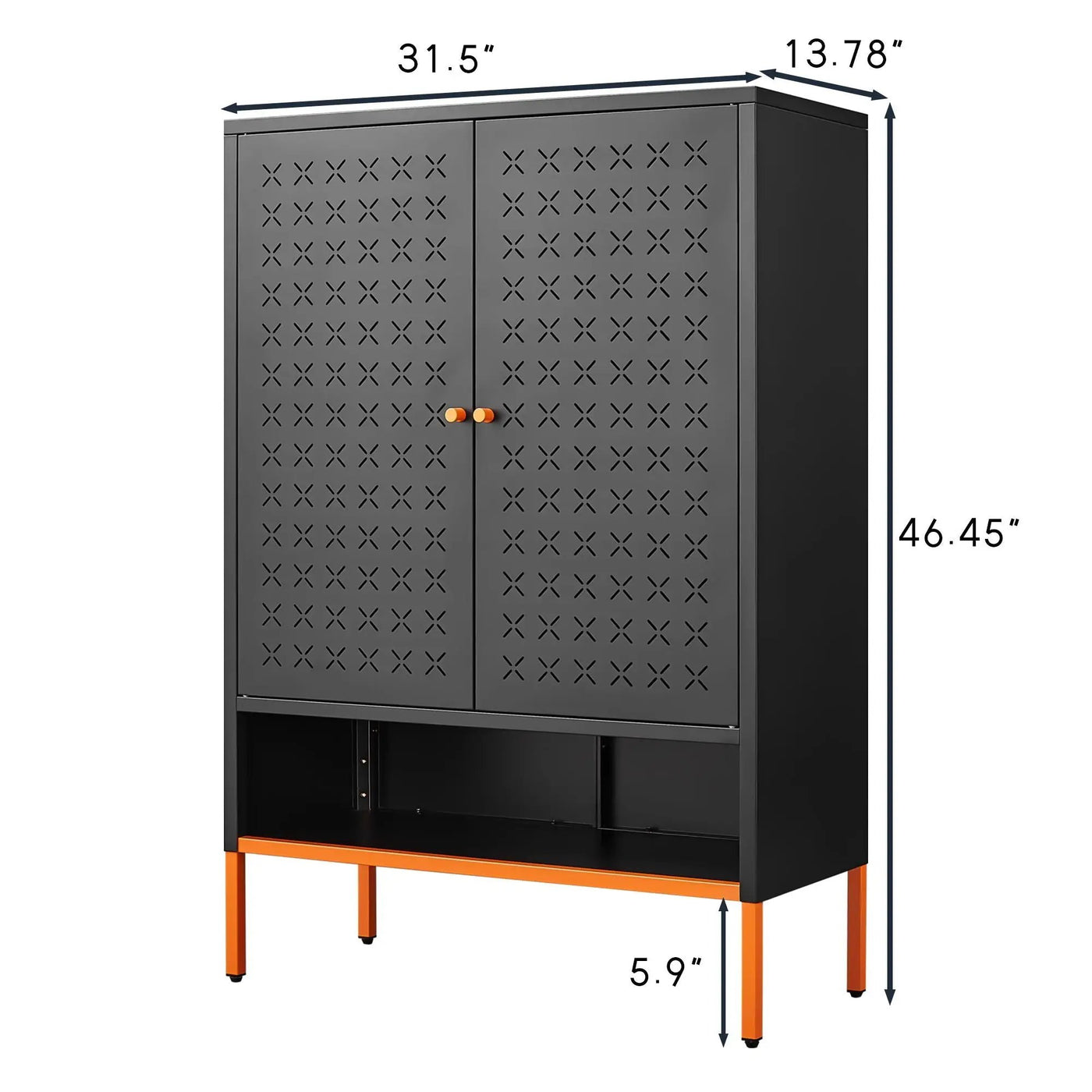 Grid Double Door Shoe Cabinet With Adjustable Compartments and Moisture-Proof Design by HouseOfZazla