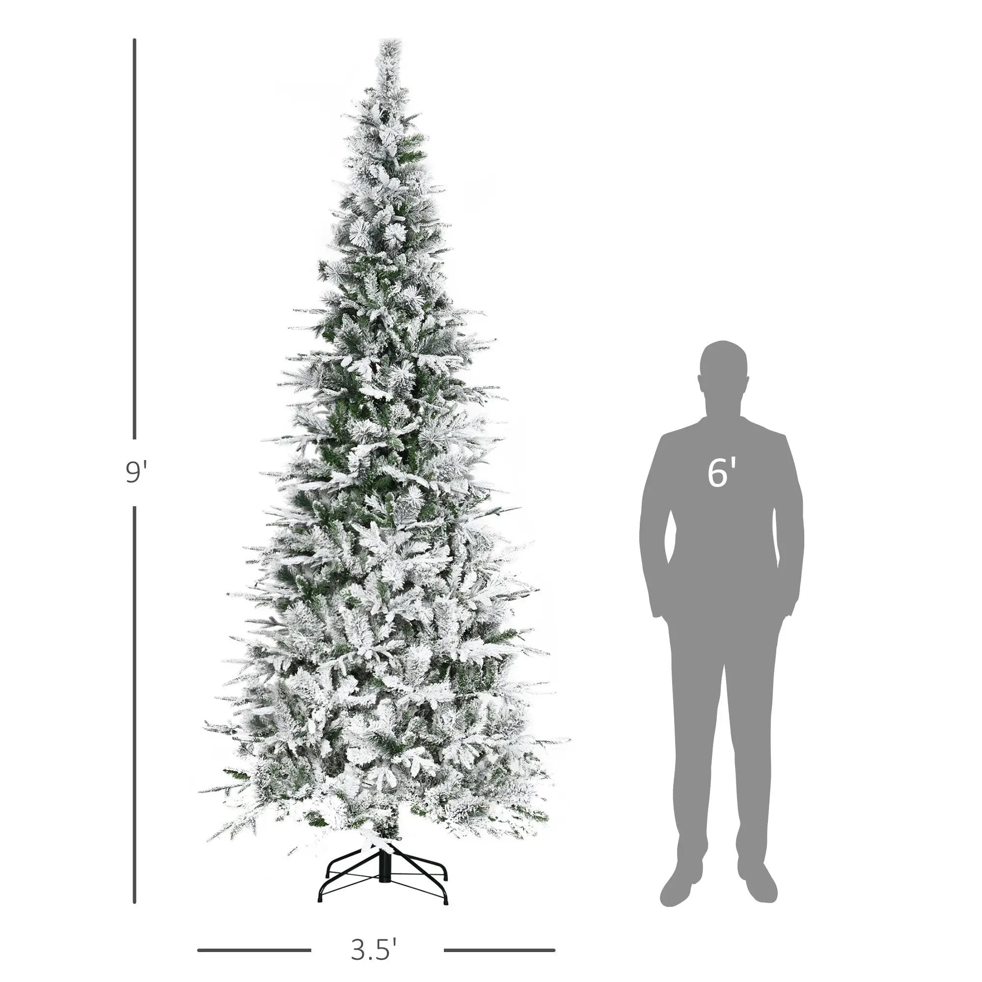 HOMCOM 9' Unlit Snow Flocked Pine Artificial Christmas Tree by HouseOfZazla