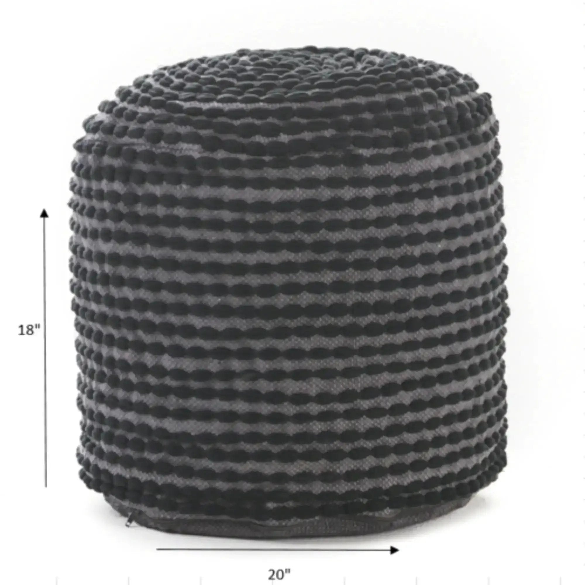River Handcrafted Cylindrical Pouf in Water Resistant Fabric by HouseOfZazla