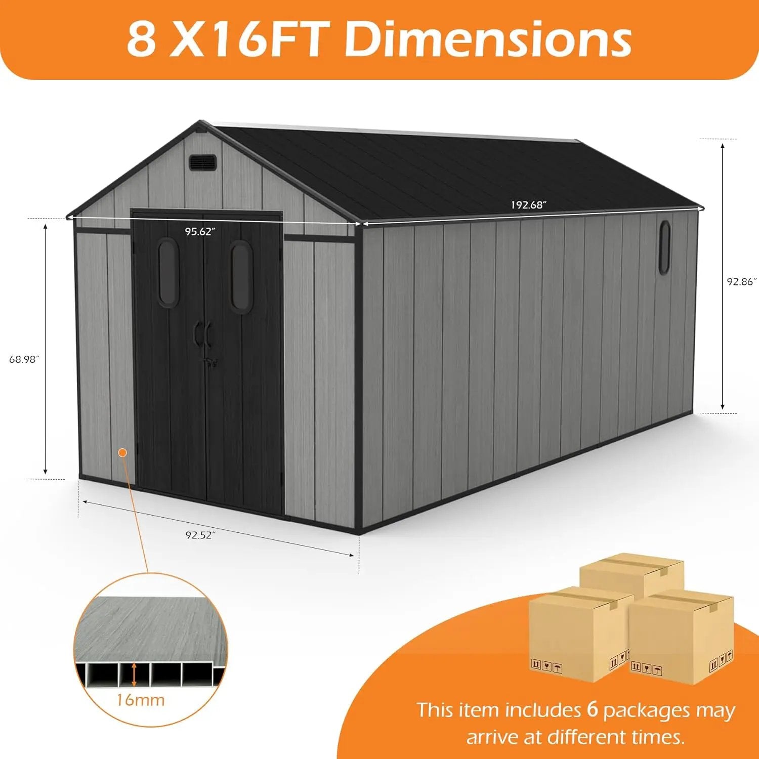 8x16ft Resin Outdoor Storage Shed by HouseOfZazla