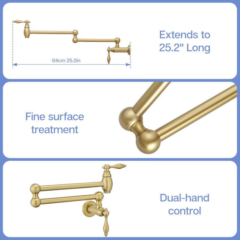 Pot Filler Wall Mount Commercial Pot Filler Faucet, photo 4 of 8
