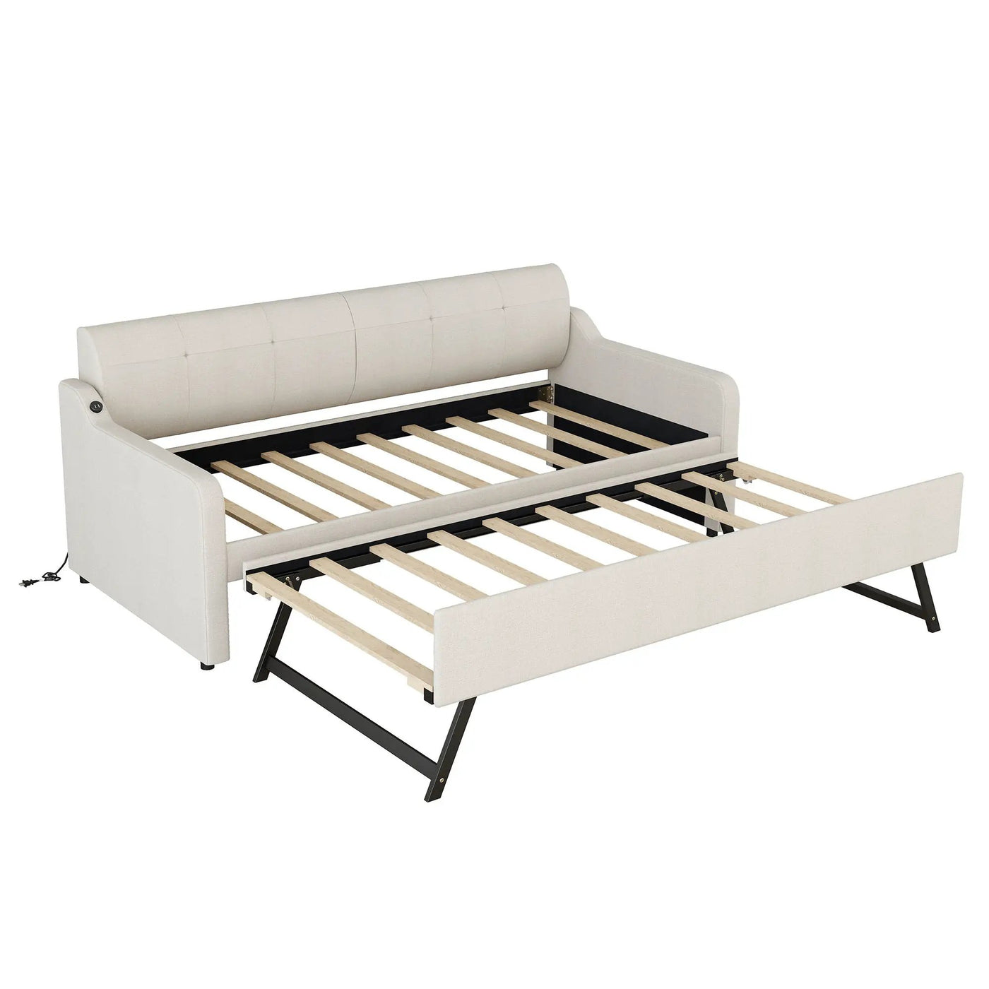 Upholstered Daybed With Trundle And USB Charging by HouseOfZazla