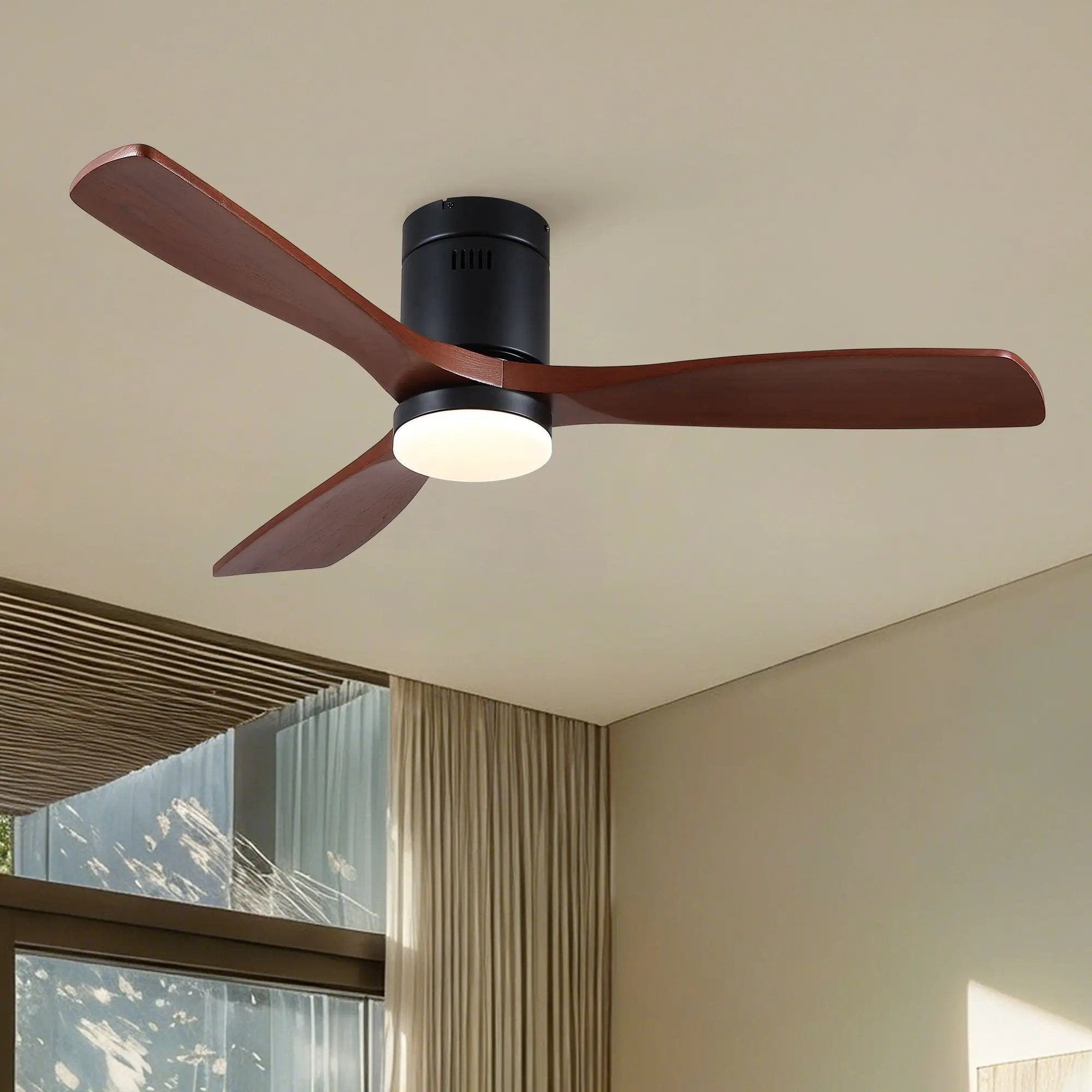 Low Profile Flush Mount Intergrated LED Ceiling Fan With Light And Silent Reversible Motor by Unique Piece Furniture