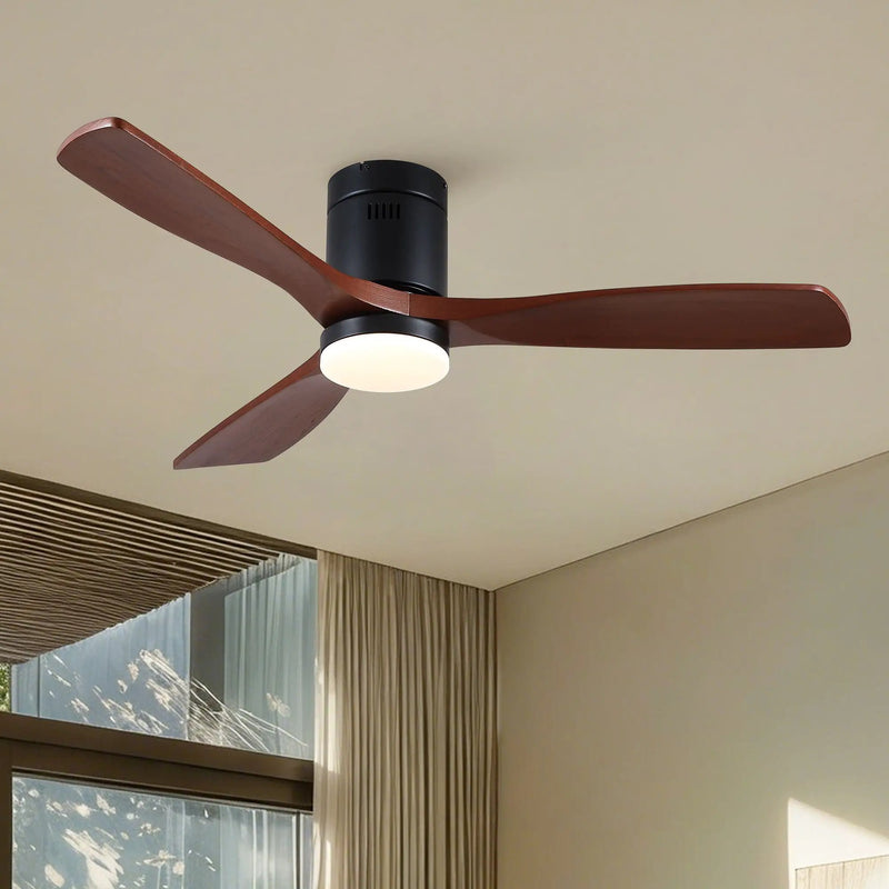 Low Profile Flush Mount Intergrated LED Ceiling Fan With Light And Silent Reversible Motor by Unique Piece Furniture