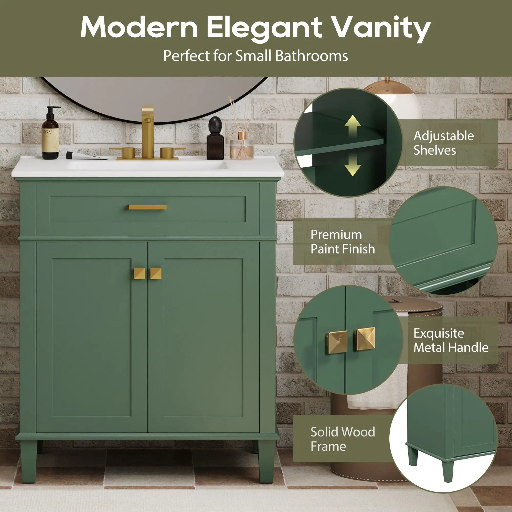Bathroom Vanity With Ceramic Basin, Soft Close Door And Adjustable Shelves by Unique Piece Furniture