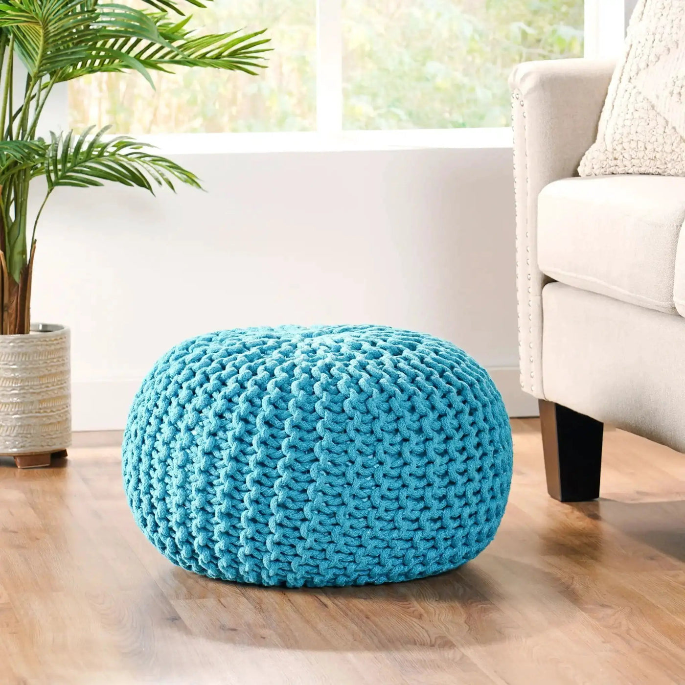 Moro Knitted Round Pouf With Pumpkin Shape by HouseOfZazla
