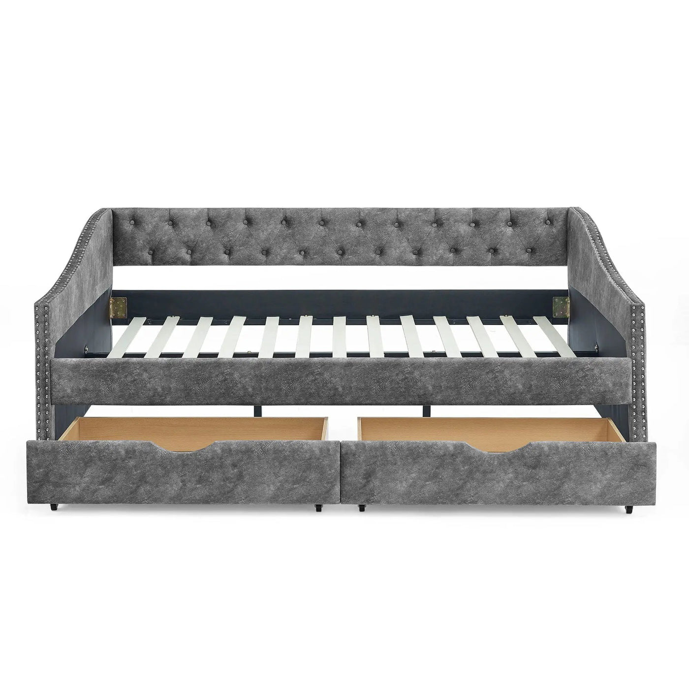 Upholstered Tufted Daybed With Drawers, Waved Arms by Unique Piece Furniture