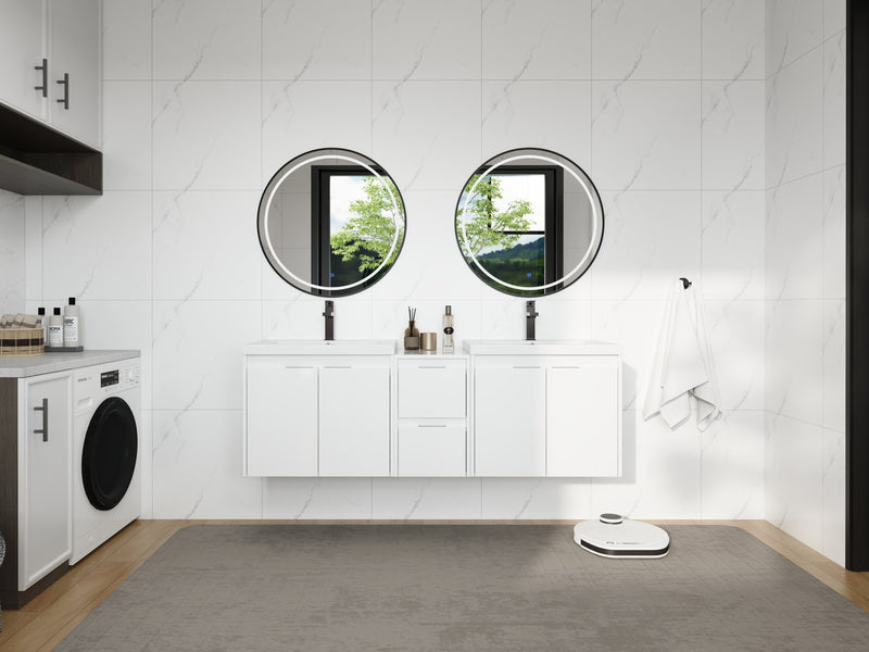 60" Bathroom Vanity With Resin Sink, Soft Close Doors and 1-Side Cabinet by HouseOfZazla