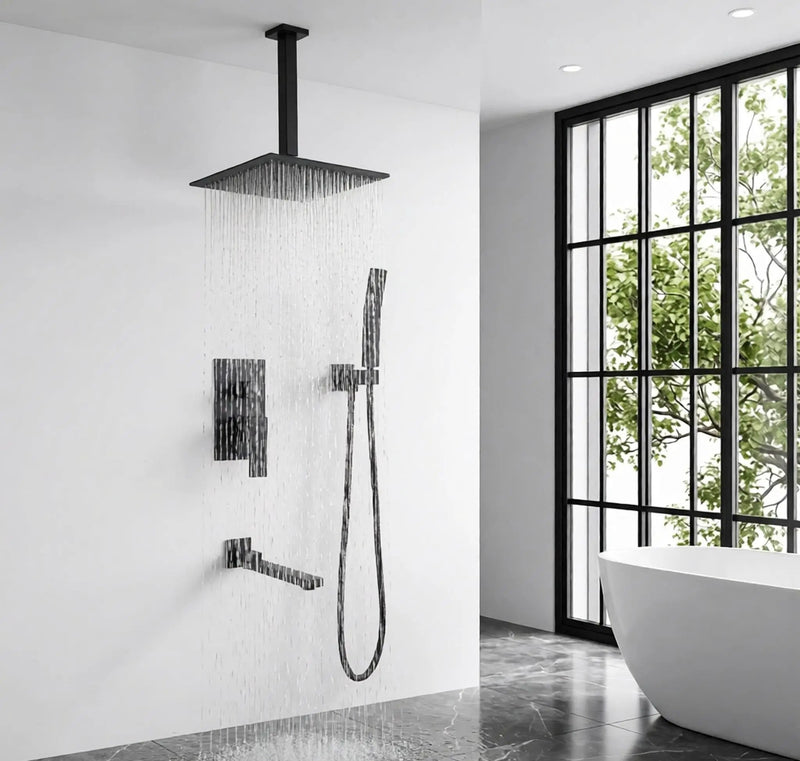 Matte Shower System with Tub Spout and 10 Inch Shower Head by HouseOfZazla