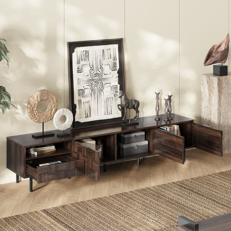 78" TV Stand with Storage Cabinets - Walnut, photo 10 of 21