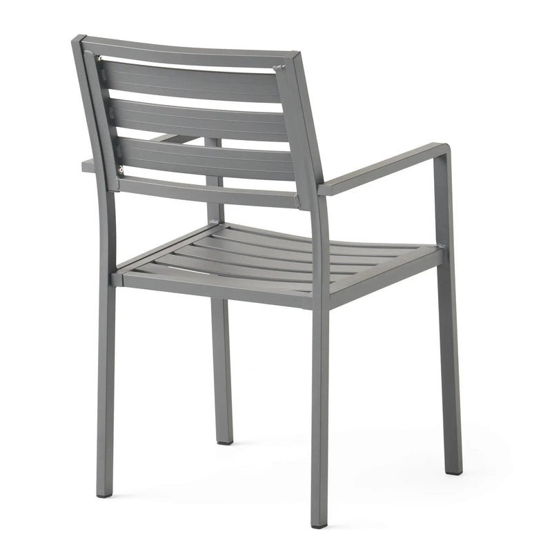 Outdoor Modern Aluminum Dining Chair (Set of 2), Gun Metal Gray by HouseOfZazla