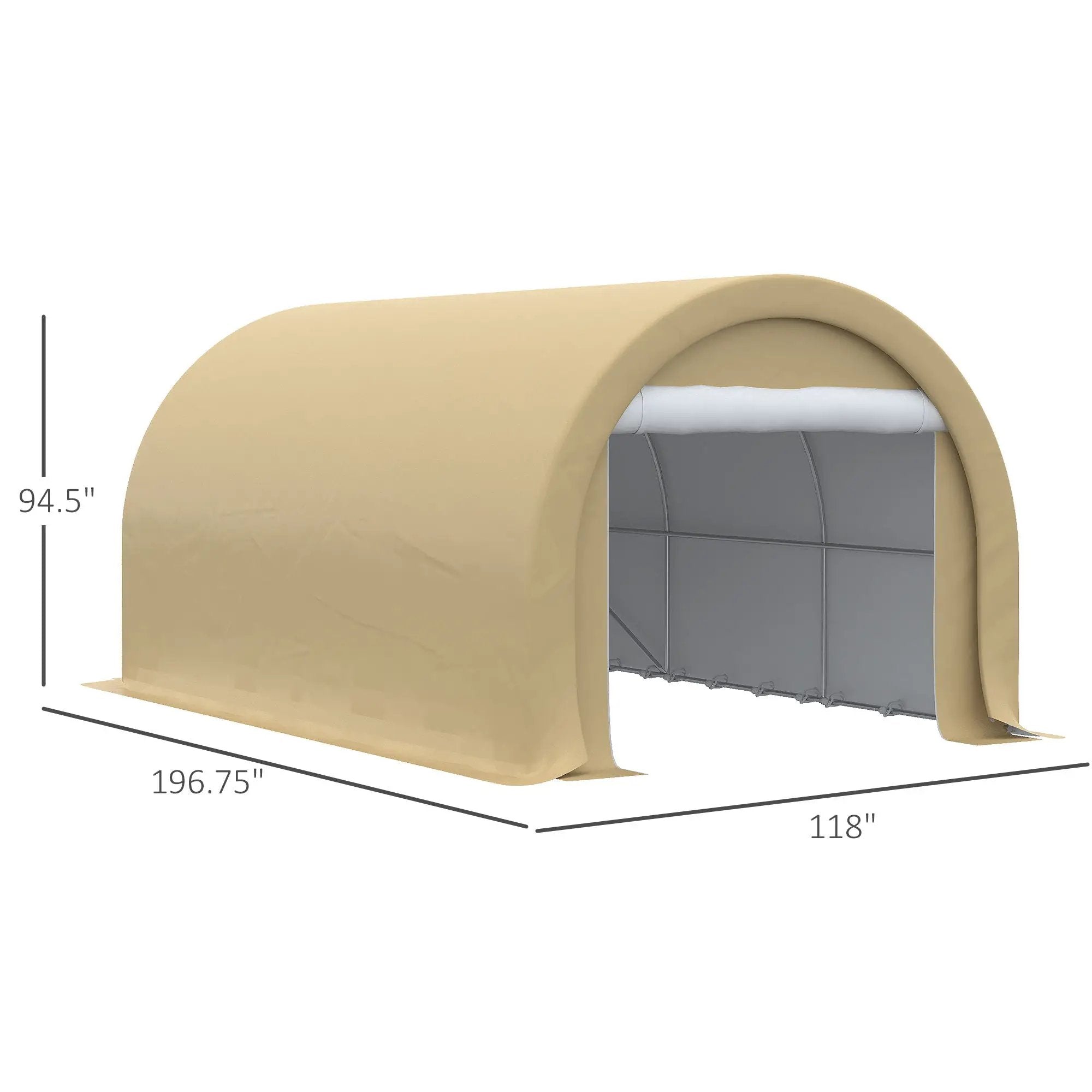 Outsunny - 10' x 16' Carport, Heavy Duty Portable Garage Storage Tent With Large Zippered Door, Anti-Uv Pe Canopy Cover For Car, Truck, Boat, Motorcycle, Bike, Garden Tools, Outdoor Work by Unique Piece Furniture