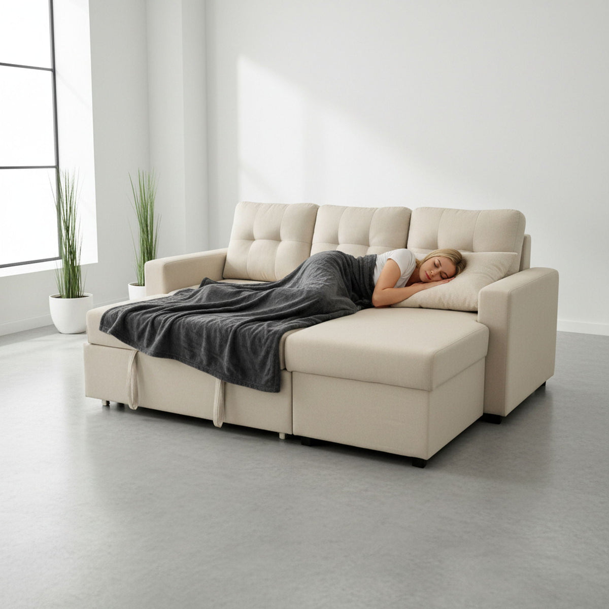 Convertible L Shaped Sectional Sleeper Sofa Bed, Saving Pull Out Couch, photo 10 of 23