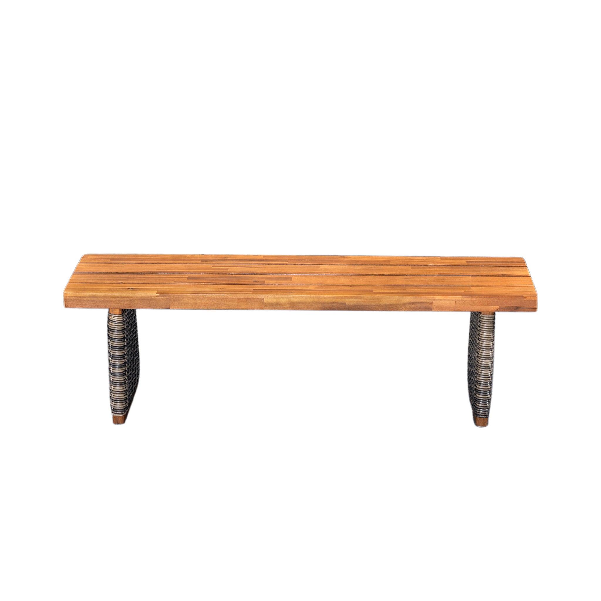 Outdoor 1pcs Acacia Wood Bench, Teak Finish by HouseOfZazla
