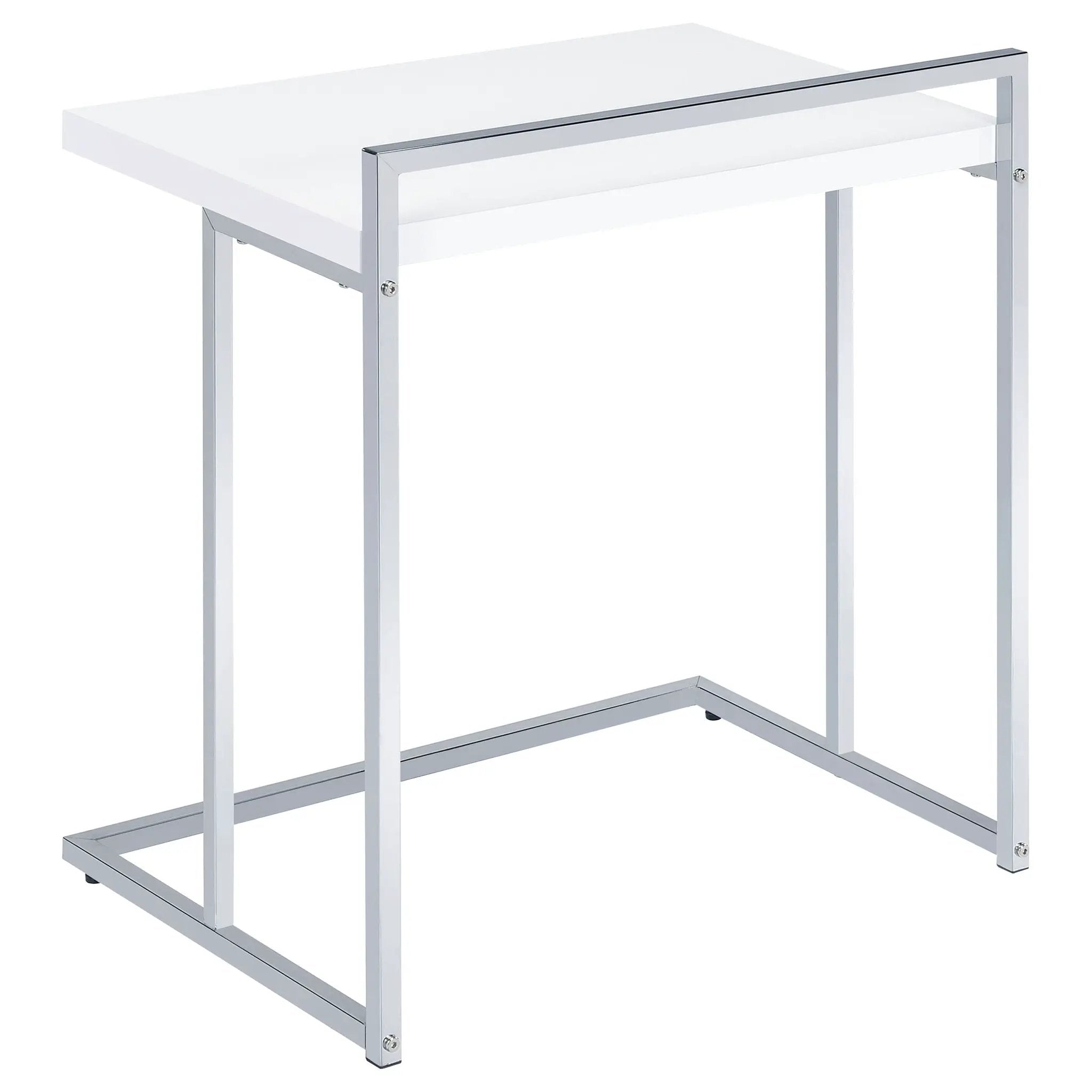 Dani Rectangular C-Shaped Sofa Side Table White High Gloss by Unique Piece Furniture