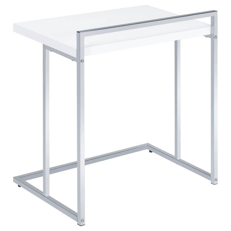 Dani Rectangular C-Shaped Sofa Side Table White High Gloss by Unique Piece Furniture