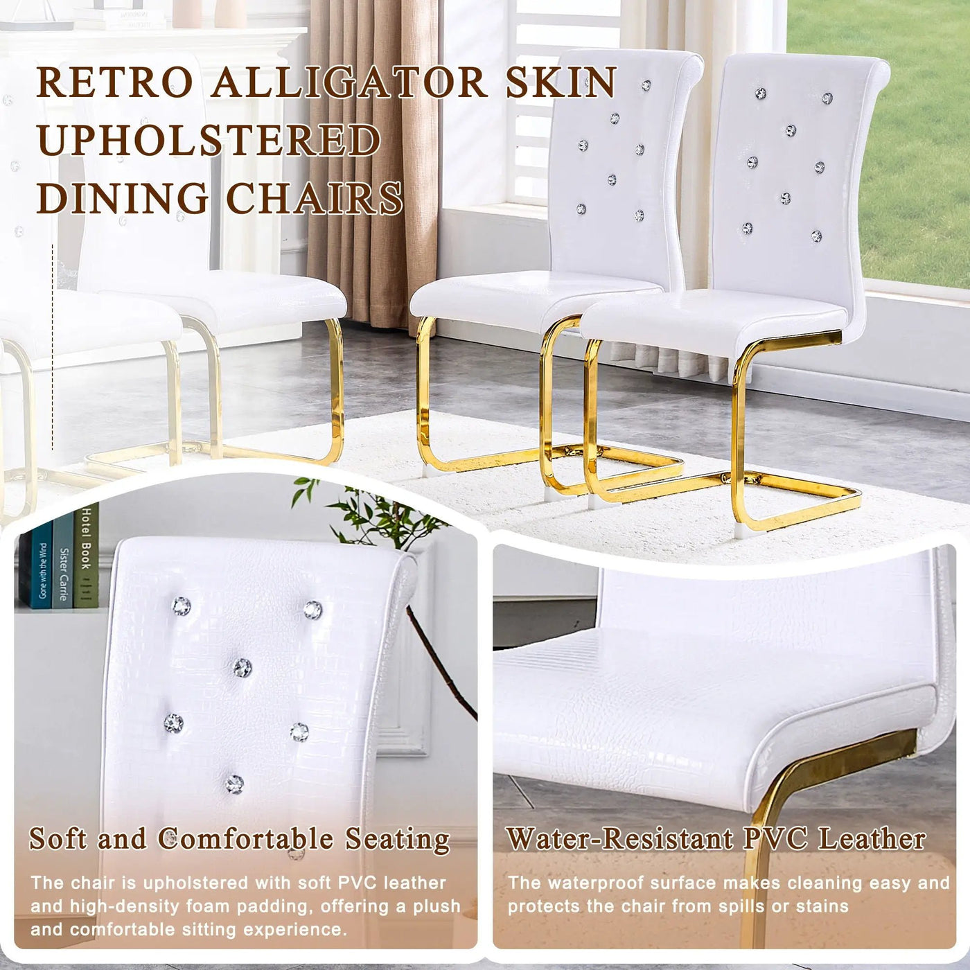 Elegant Design Alligator Skin Upholstered Dining Chairs by HouseOfZazla