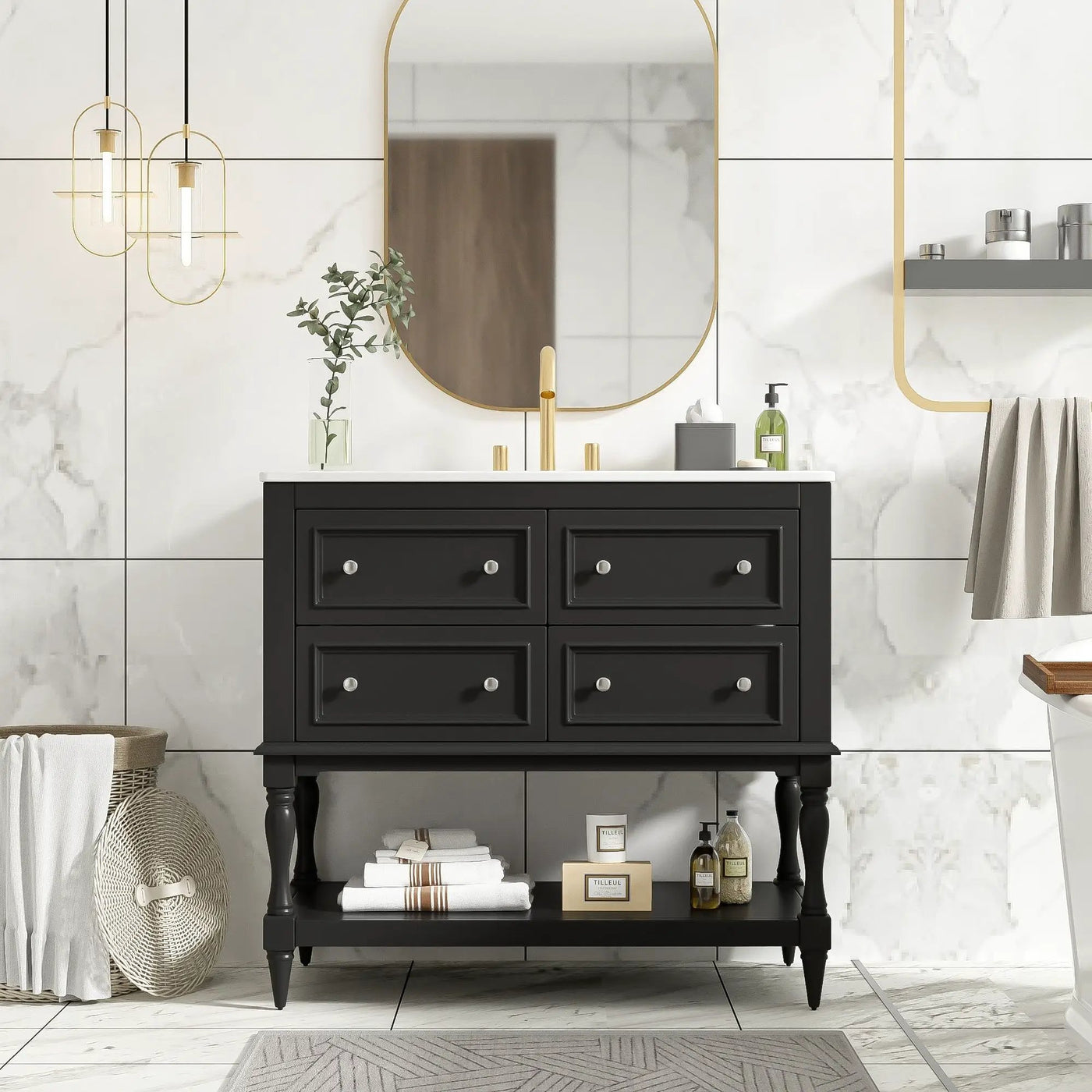 Bathroom Vanity Cabinet With Undermount Sink - 4 Drawer Set by HouseOfZazla