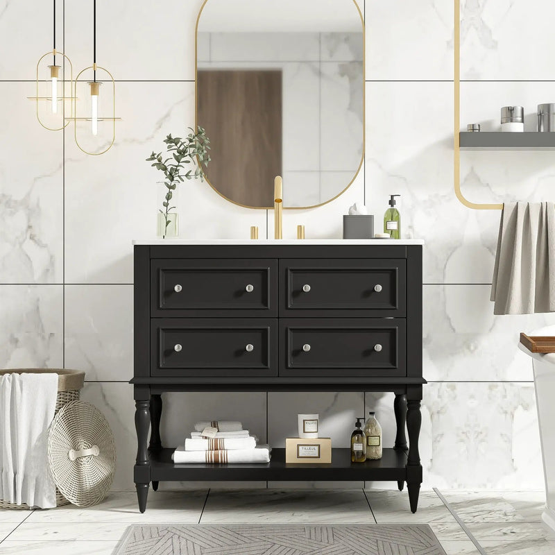 Bathroom Vanity Cabinet With Undermount Sink, 4 Drawer Set by Unique Piece Furniture
