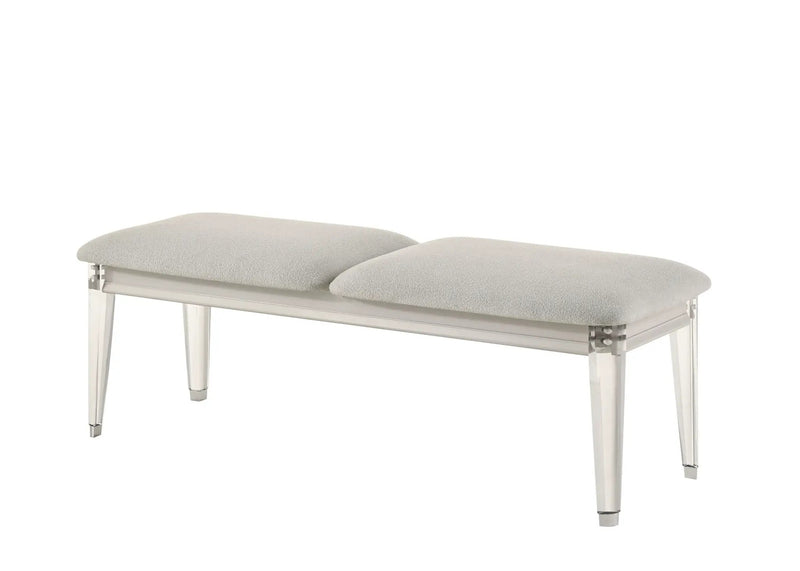 Laveda - Boucle Bench - Light Gray / White by Unique Piece Furniture